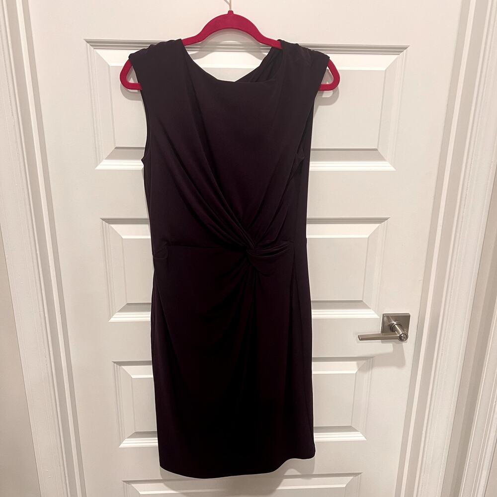 Lauren Ralph Lauren Purple Draped Sheath Dress Sz 12 Knee Length Classic Elegant